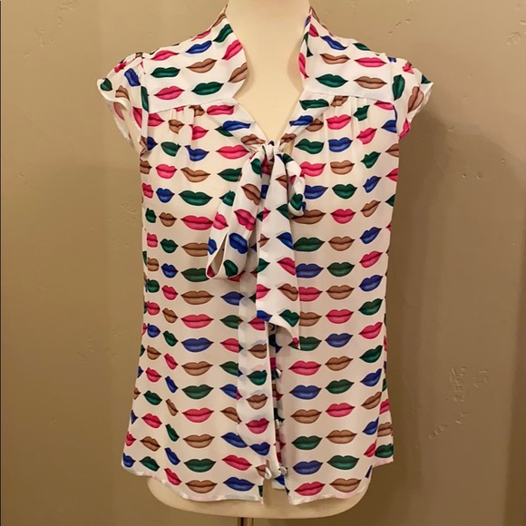 milly lips print blouse